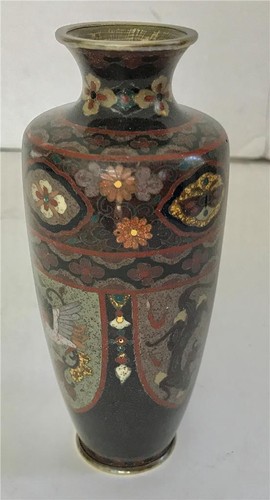 Meiji Period Japanese Cloisonne Vase 6" W/ Phoenix Birds & Dragons Signed - Picture 2 of 10