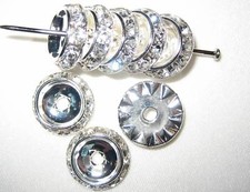 10 Swarovski Rondelle Button 16mm Silver/Crystal CM1601