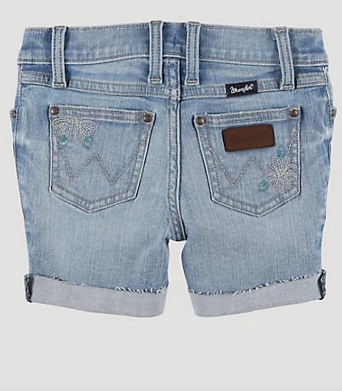 WRANGLER GIRL'S CUFFED RAW HEM DENIM SHORTS IN DEVON Size 12