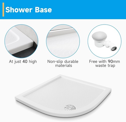 Quadrant Shower Tray 900x900x40mm SMC Aerospace Material Stone-textured Surface - 第 5/8 張圖片