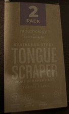 x2 Pack Tongue Scraper Stainless Steel Metal Bad Breath Cleaners Travel Case