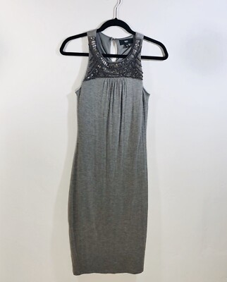 MOSSIMO Halter Beads Gray Soft Maxi Dress Size XS Cotton Stretch Fully  Lined | eBay