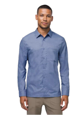 Lululemon Men s Mason Peak Long Sleeve Shirt Button Down Wrinkle-Free M Blue