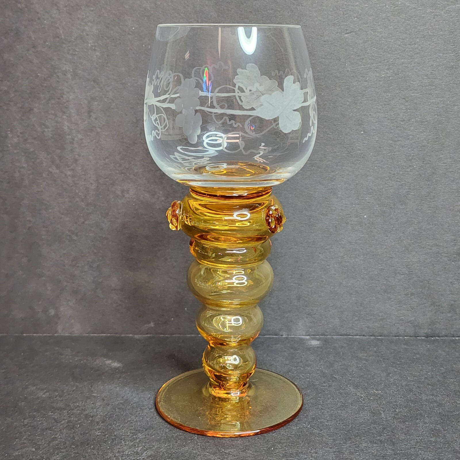 2 Verres à Vin Anciens Theresienthal - Tige Verte, Style Jugendstil - Occasion Vintage