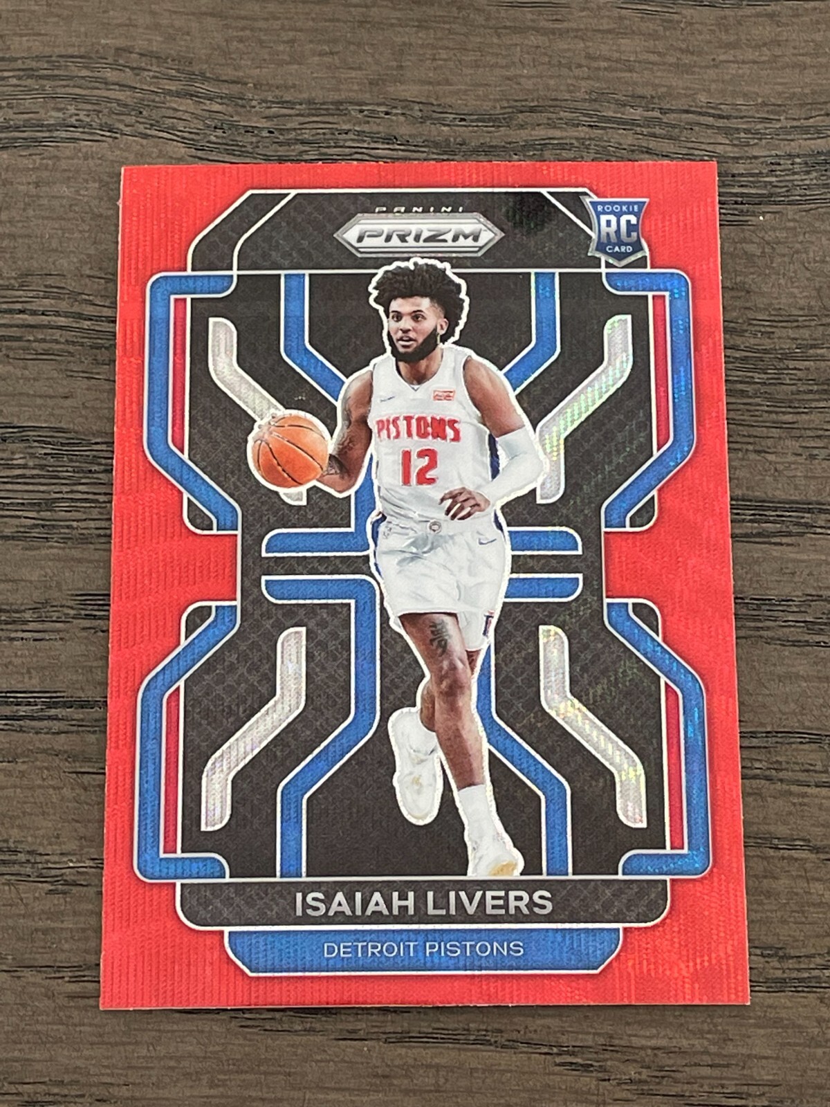 2021-22 Panini Prizm Ruby Wave Prizm Isaiah Livers Rookie #296 Detroit Pistons