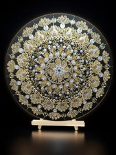 hand painted mandala with metallic colors