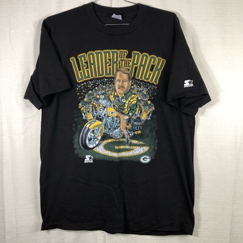 Vintage Starter Green Bay Packers Shirt Men’s L Leader of The Pack Mike Holmgren