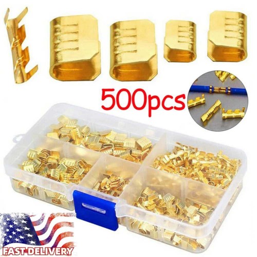 500Pcs U-Shape Copper Terminals Crimp Kit - Non-Insulated Assortment Wire Cable - 第 1/12 張圖片