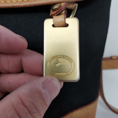❗Dooney & Bourke Canvas Tan Logo Backpack❗ Dooney & Bourke Backpack Black Canvas Tan Leather Buckle  main image 3