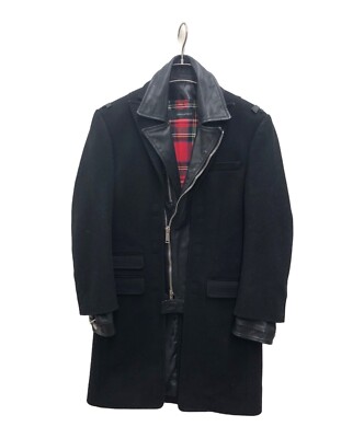 【美品】DSQUARED2 切替 ウールメルトンPコート ピーコート 48サイズ DSQUARED2 Leather switching wool long coat Size: 48 Black Men | eBay