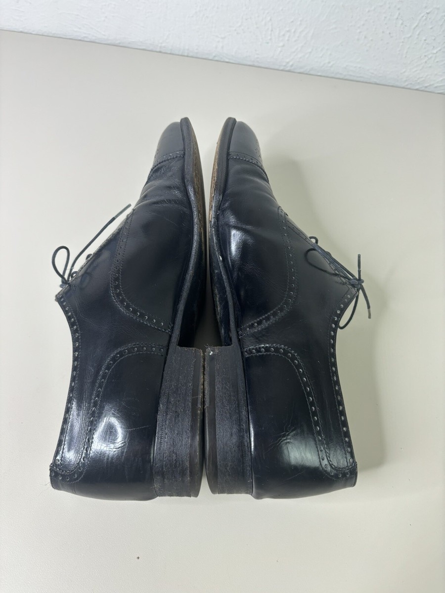 Salvatore Ferragamo Men 10 D Black Leather Wingtip Lace-Up Salvatore Ferragamo Men 10 D Black Leather Wingtip Lace-Up