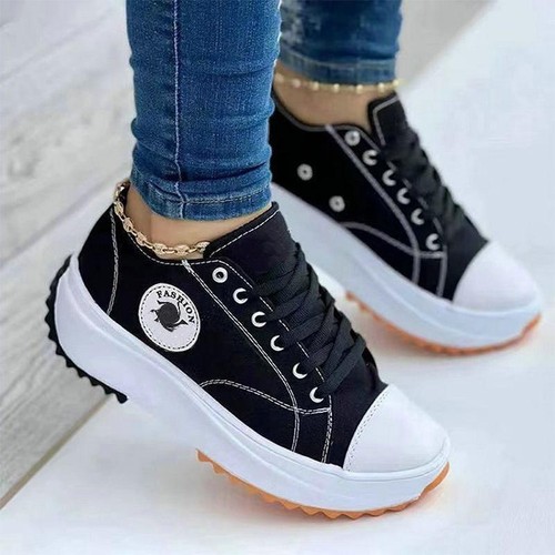 Women Patterned Canvas Sneakers Women's Casual Shoes 2025 Spring Autumn - Picture 3 of 17