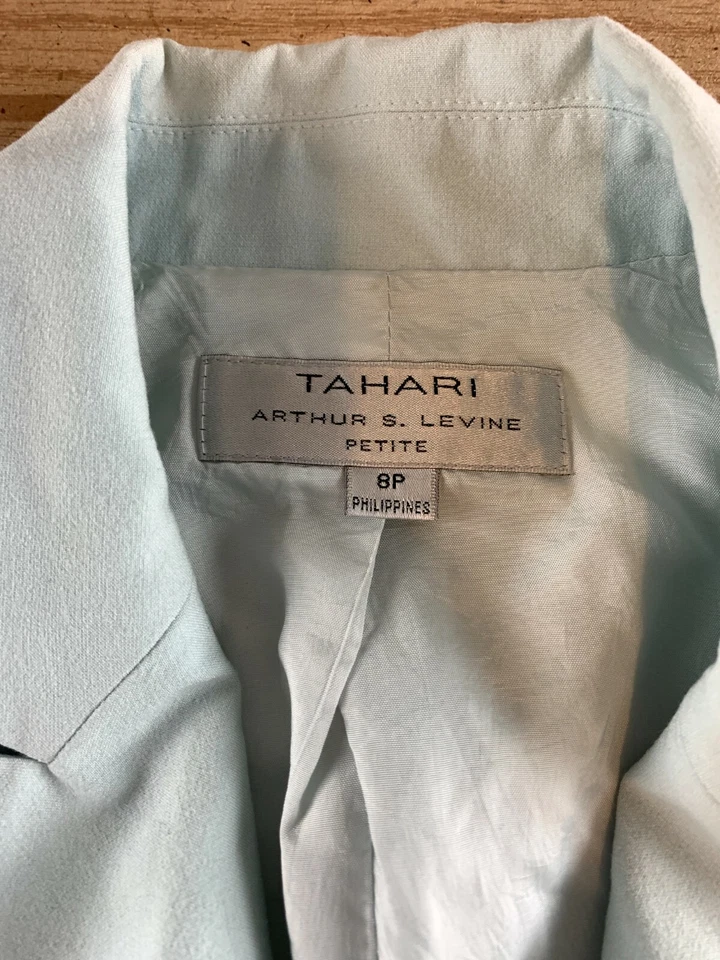 Chaqueta Blazer Tahari Azul Algodón Profesional 8P Mujer Foto 3 de 4