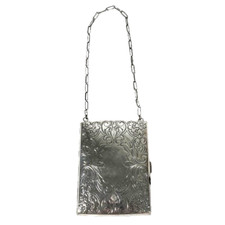 Antique Silver Dance Card Coin Purse Wallet Cigarette Case Wristlet Mirror Puff