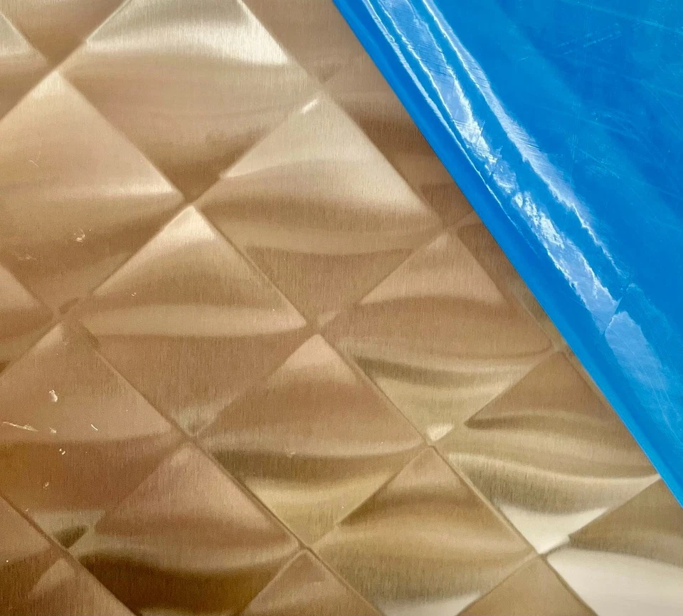 Camión de comida 48X120 diamante acero inoxidable acolchado pared trasera salpicaduras restaurante Foto 2 de 4