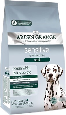 12kg Arden Grange Sensitive Grain Free Dog Crunchy FISH POTATOES Adult