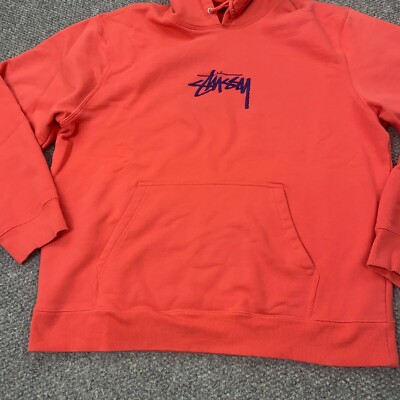 Stussy App Logo Hoodie Mens XXL Red Embroidered Sweatshirt