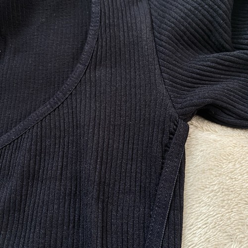 Free People Meg Seamless Tank Top Size M / L Long Sleeves Cami Basic Black - Picture 10 of 10