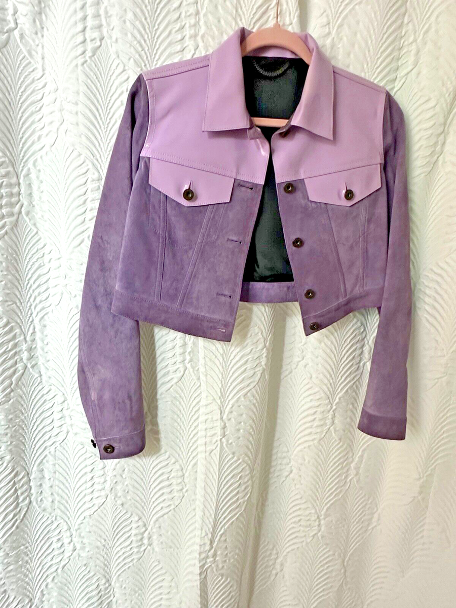 BURBERRY PRORSUM women's Cropped suede and Patent Leather Lilac