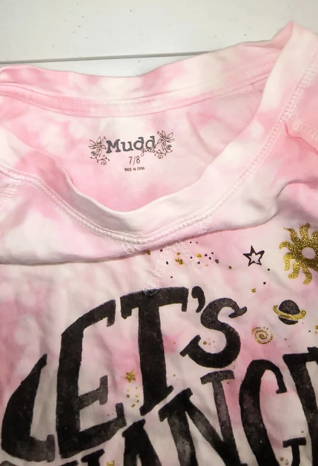 Mudd Let's Chance The World Niñas Pullover Tie-Dye Top Camisa Rosa Talla 7/8 G001 Foto 3 de 4
