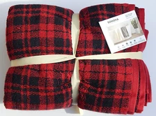 SONOMA SET OF 6 TOWELS-(BATH,HAND,WASHCLOTH) PLAID COTTON RED/BLACK NEW