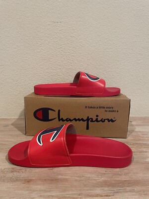 Champion Slide IPO Slides Red Men's 11W Red White Blue Large Logo