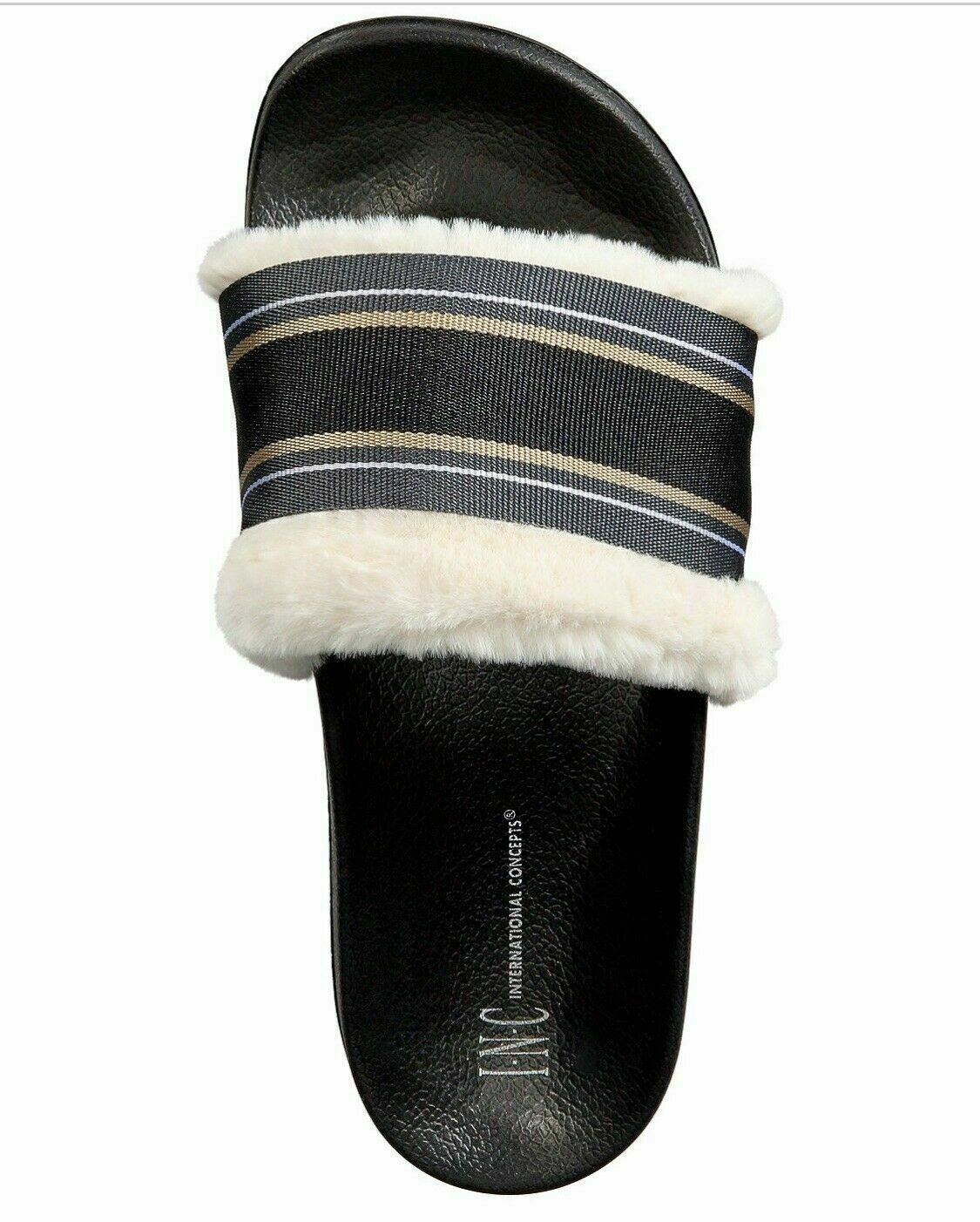 APL INC Pantofole da donna in pelliccia sintetica Varsity Slide Nero XL 11 12