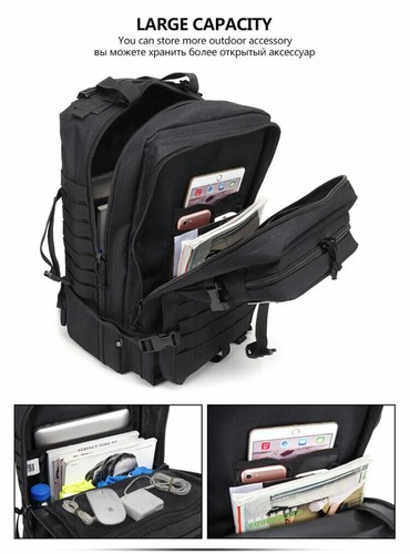 45L Large Capacity Military Tactical Backpack Army 3 Day Assault Pack Molle Bag - Picture 8 of 12