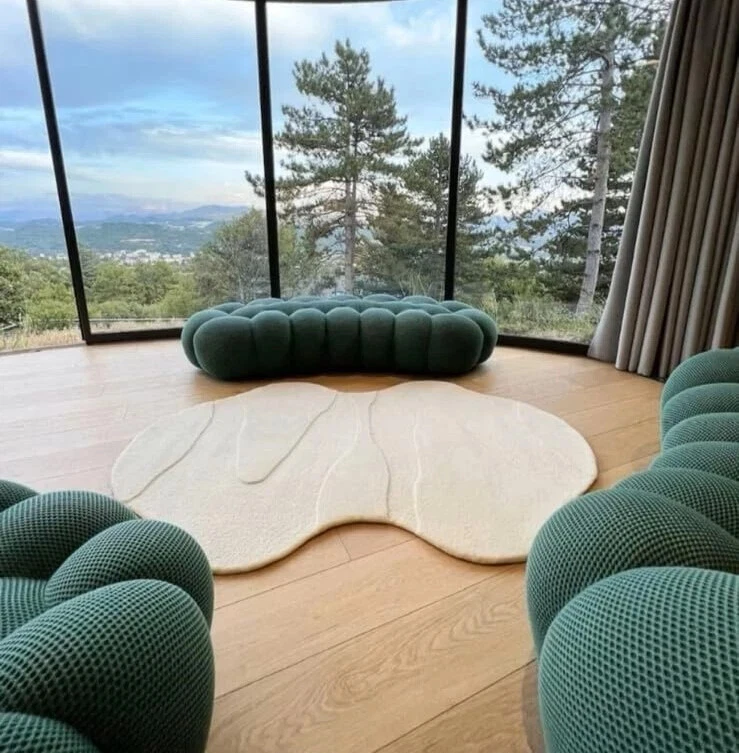 Irregular Shape High & Low Pile, Hand-Tufted 100% Wool Soft Area Rug Carpet - Image 4 of 4