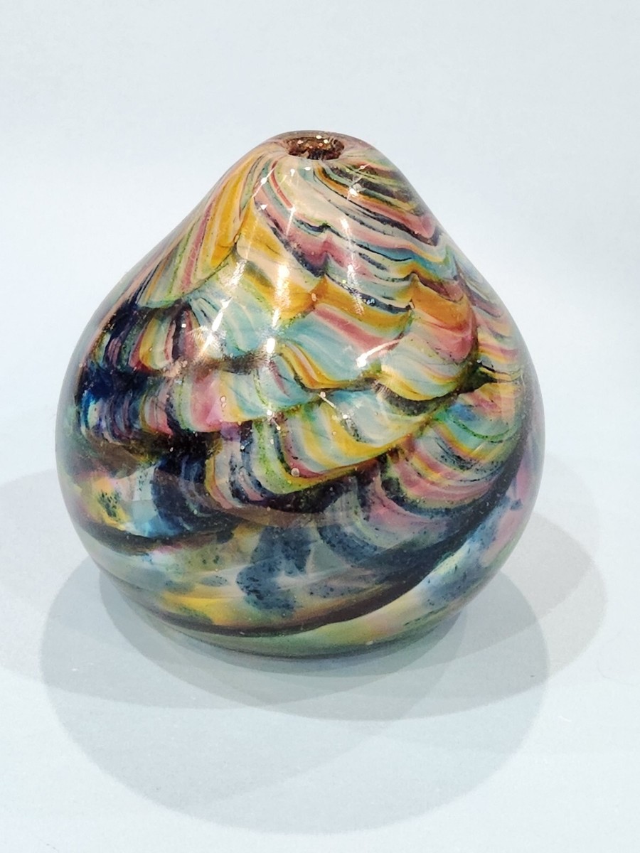 8 Multicolor Art Glass Oval Vase 8 Multicolor Art Glass Oval Vase