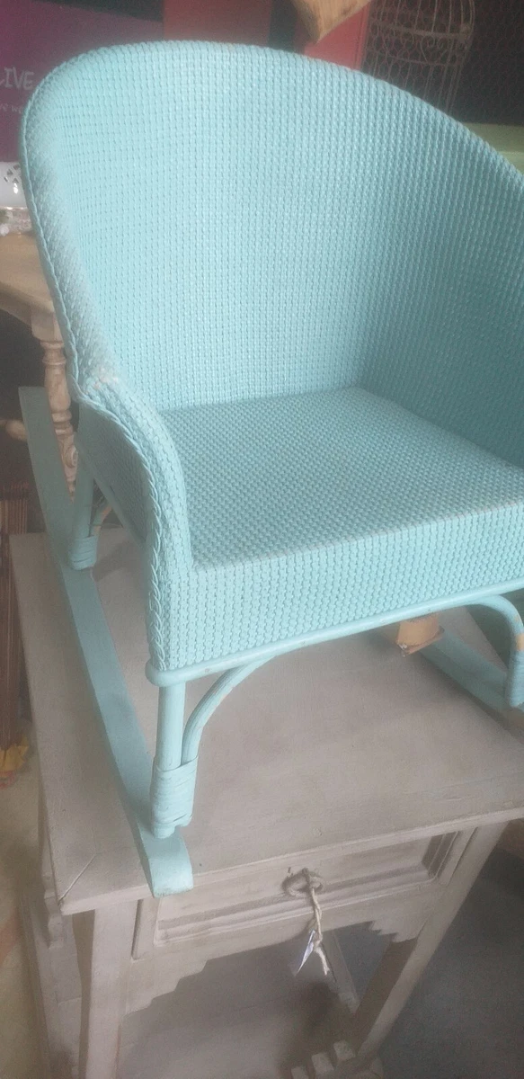 Vintage Lloyd Loom miniature childs rocking chair duck egg eBay