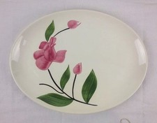 Vtg 1955 Stetson 12" Oval Platter Handpainted Pink Flowers STT142 Midcentury Mod
