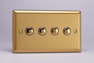 Varilight XBM4 Classic Brushed Brass 4 Gang 6A Push-to-Make Momentschalter