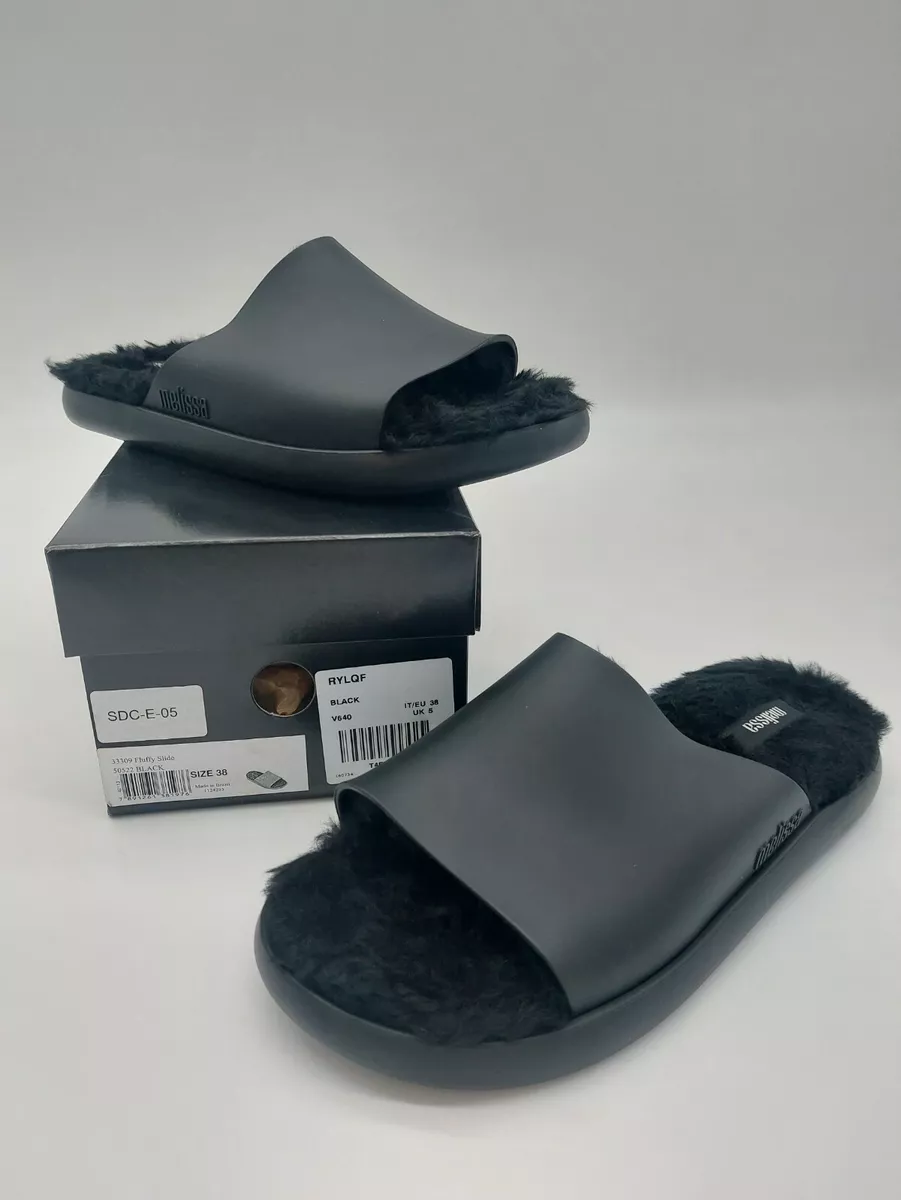 New Melissa Fluffy Slide Black size 5 38 eBay