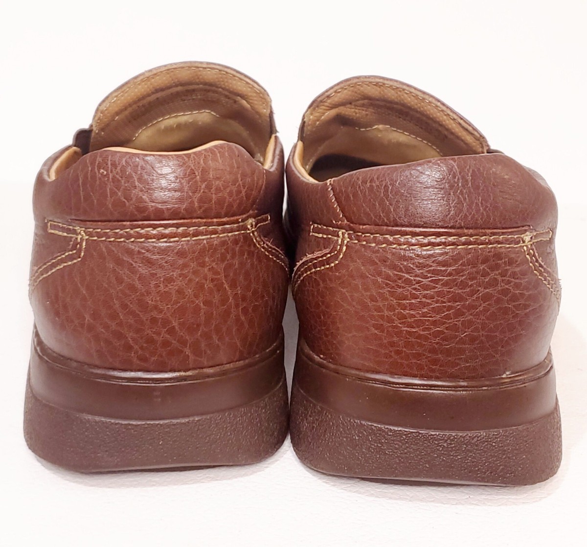 CLARKS MENS LOAFERS Sz 13 BROWN SMOOTH TOE SLIP-ON PADDED 