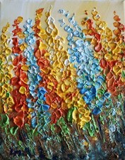 Dipinto Olio Fiori di Lupino Colorati per TE Pittura Astratta Regalo per Mamma Regalo