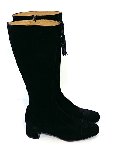 The Original Car Shoe Black Suede Knee Hi Boots Size 36.5 - Imagen 6 de 14