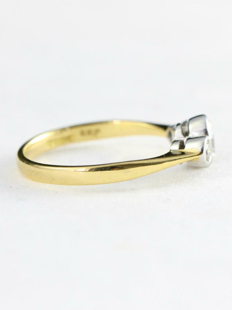 Round Accent Trilogy Ring 0.85ct Simulated Diamond Two Tone Plated