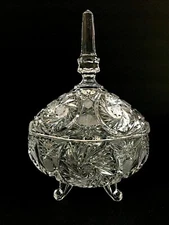 American Brilliant Style Covered Candy Dish