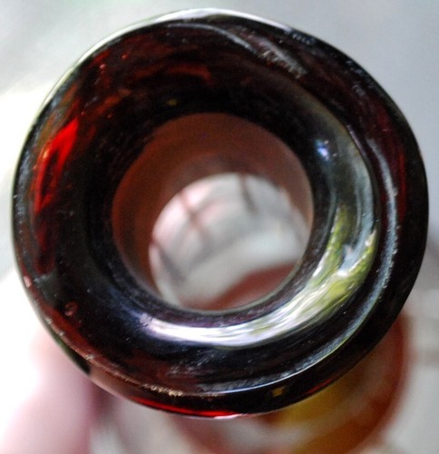 RARE Antique Victorian ETCHED GRAPEVINE DECANTER Art Glass Hand Cut PAINTED RED - Picture 7 of 24