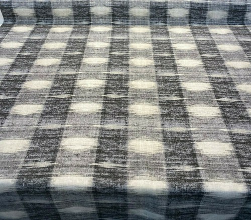 Waverly Sashika Linen Plaid Cinder Gray Black Fabric by the yard - Picture 2 of 8
