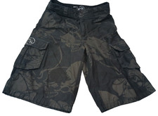 Metal Mulisha Mens sz 29 Black Chino Shorts Dirt Bike Skater Logo Distressed Y2K