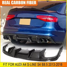 For Audi A4 S-line S4 B8.5 2013-16 Real Carbon Rear Bumper Diffuser Lip Spoiler