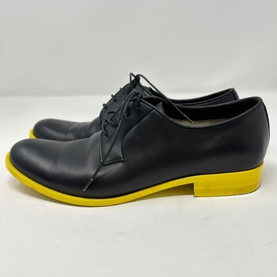 JIL SANDER x RAF SIMONS Spring 2011 Size 37.5 Black & Leather Shoes Yellow