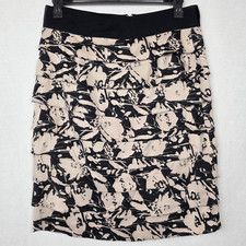 Alfani Tiered Floral Ruffle Skirt Black Beige Size 12
