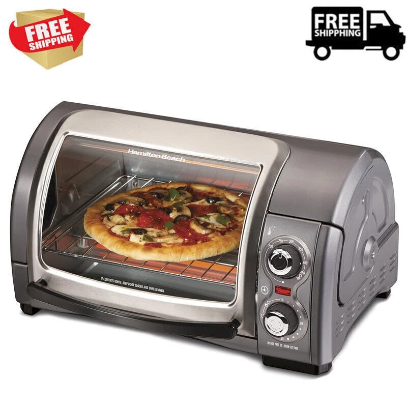 Easy Reach 4-Slice Countertop Toaster Oven With Roll-Top Door 1200 Watts