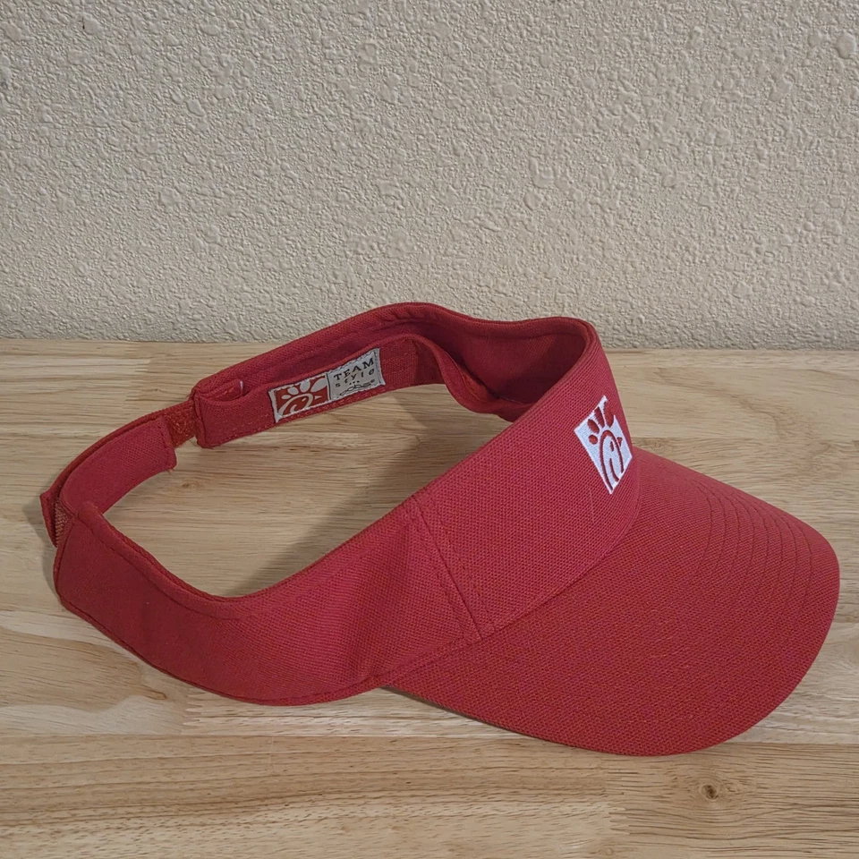Chick-fil-A Fast Food Team Member Staff Employee Uniform Visor Hat - Red - Image 3 of 4