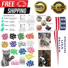 100 Cat Nail Caps - Non-Toxic, Colorful Paws Covers with Adhesive for Cats