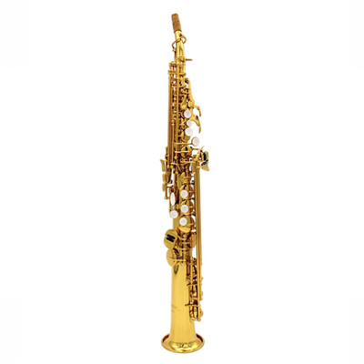 Eastern music B Flat gold lacquer straight Soprano Saxophone with two necks