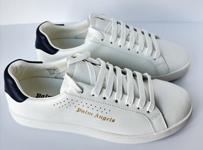 Palm Angels New Tennis Sneakers White Black Leather Shoes EU 40 US 7 New w/ Box
